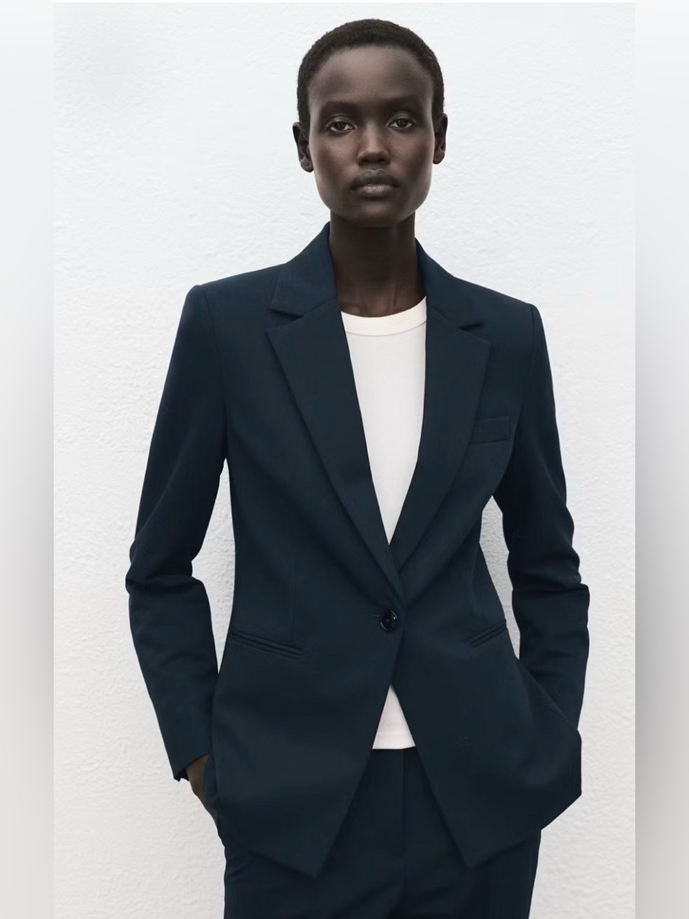 Mango Slim Fit Navy Blazer